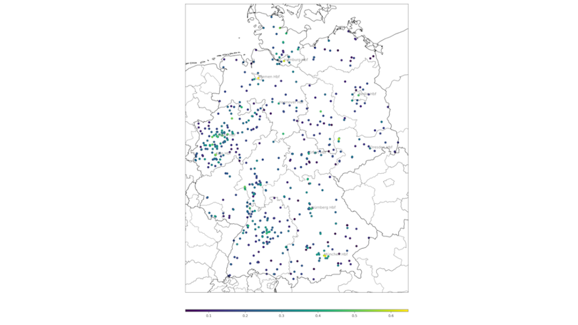 Erreichbarkeit verschiedener Ort in Deutschland